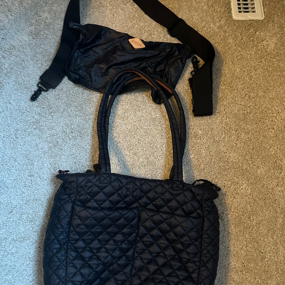 MZ Wallace Black Quilted Tote Bag with Padded Design